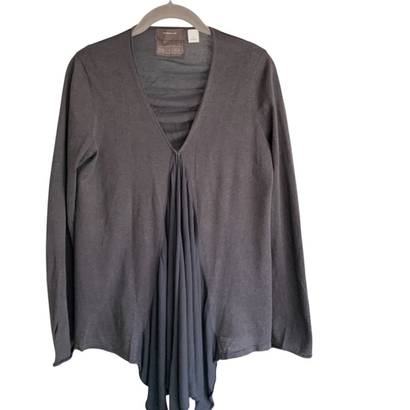 Anthropologie Guinevere Grey Linen Blend Open Front Drape Cardigan SZ M - Picture 5 of 14